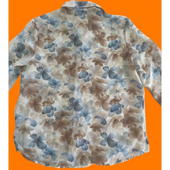 90's vintage chiffon floral collared button up blouse MEDIUM - Picture 5 of 7
